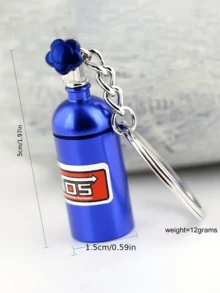 1pc Car Keychain, Nos Nitrous Oxide Bottle Shaped Keychain - Blue - View 2