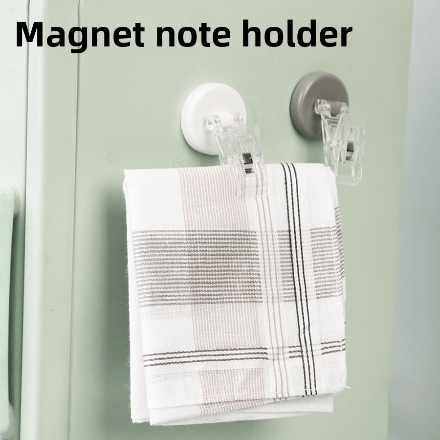 Household Magnetic Refrigerator Magnet Clips, Solid Color Plastic Memo Clips In Ins Style, Photo Fixing Sticky Note Clips, Magnets.