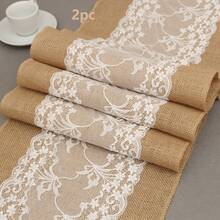 1 bộ/2 bộ/3 bộ/5 bộ/10 bộ khăn trải bàn vải bố - Khăn trải bàn vải 12" X 108" có viền ren ở cả hai mặt, dùng cho đám cưới, phong cách cổ điển mộc mạc, thích hợp cho Giáng sinh, Lễ tạ ơn, Đám cưới theo chủ đề, Sinh nhật, Ăn tối, Tiệc tùng, Ngày lễ tình nhân - Nhiều màu - Xem 26