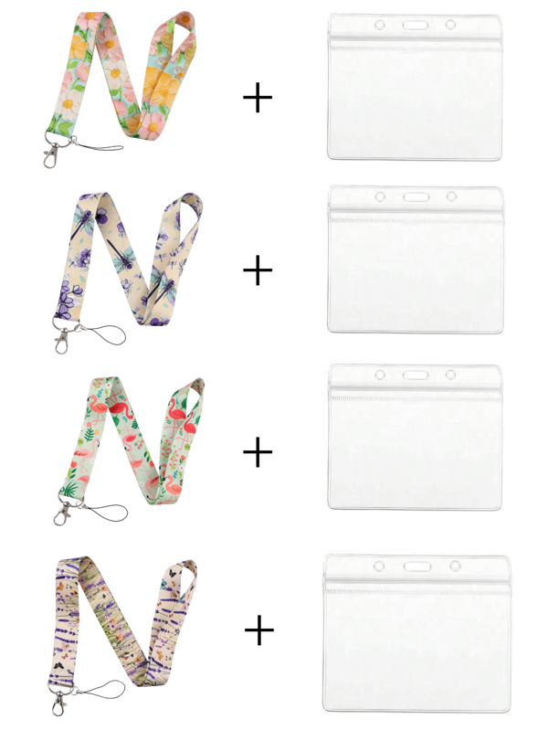 1 Set Flamingo Themed Lanyard With Clear Waterproof ID Card Holder - Fashionable Halter - Suitable For Employee ID Badge Holder - Nurse ID Card Clip - Pass Holder - ID Badge & Lanyard - Applicable For School Supplies - Office Supplies School Supplies, Back To School