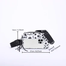 1 pieza Bolso de cámara de piel de PU bicolor con estampado de fútbol, bolso cuadrado pequeño tipo vintage para hombro/cruzado, adecuado para niñas, mujeres, estudiantes universitarios, ideal para viajar, compras, ir al trabajo