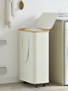 60L/65L/100L/110L Wheeled Bamboo Laundry Basket With Lid - Includes Removable Laundry Bag, Foldable Dirty Clothes Basket With Handle, Extra Large Capacity Dirty Clothes Hamper, Collapsible Fabric Laundry Basket, Home Laundry Storage Bin - Multicolor - View 8