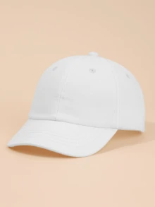 1pc Toddler Solid Color Adjustable Outdoor Sun Ion Baseball Cap - White - View 4