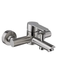 1pc Stainless Steel Mixer Tap Hot And Cold Water Faucet For Bathroom Dual Shower Head Bathtub Three-Way Combination In Black Or Brushed With Accessories