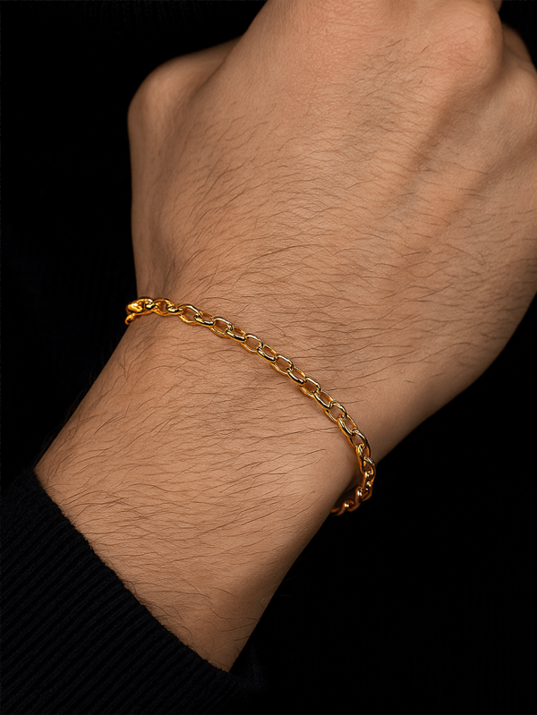 1 Stück, Armband für Herren im minimalistischen Stil aus 925er Sterling-Silber in Gold, alltägliches Accessoire und Geschenk für Feiertage