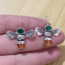 1 Paar boho-Stil süße Bienen Anhänger Ohrringe mit Kunstedelsteinen, modische Hochzeitsparty Ohrringe als Geschenk für Frauen
