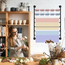 Organizador de almacenamiento de cinta de 7 niveles, estante de cinta montado en la pared, estante para papel de regalo, con un tamaño de 27,6 x 35,4, diseño de varios niveles, construcción de metal, para guardar bufandas, carretes de hilo, chales, telas, corbatas, cinturones, papel de regalo - Negro - Ver 6