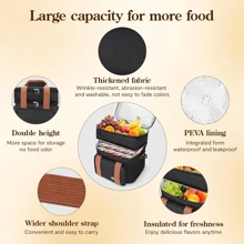 Outdoor Picnic Insulated Dual Layer Thick Portable Lunch Bag, Handheld & Shoulder Strap, Cooler Bag