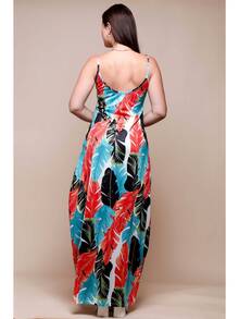 Floral Maxi Dress, Casual Beach Wear - Blue - View 3