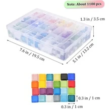 1,100 Pieces Glass Mosaic Tile Set, 24 Colors Square, Handmade DIY Craft Supplies, Mosaic Sticker, DIY Craft Material
