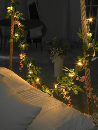 1pc Pink Wisteria Flower Vine Fairy String Light, Bedroom, Living Room, Party, Wedding, Home, Holiday Party Supplies, Party Decoration, Festival Decoration [Battery Not Included]