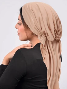 1pc New Solid Color Wide Brim Headscarf Hat Women Hat For Dress - A - View 10