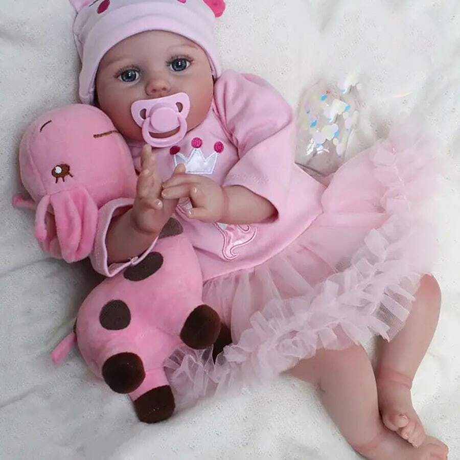 50cm Newborn Girl Doll, Realistic Handmade Art Doll Vinyl Weighted Fabric Body, High-End Painted Gift Set, Suitable For Children Aged 3 And Above,Dolls For Girls And Boys,Collectible Art Doll, Christmas/Birthday/Thanksgiving Gift - 混合色 - 查看 1
