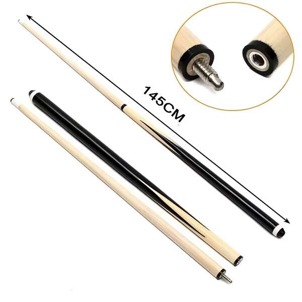 Queue de billard/snooker en bois blanc premium - 121,92 cm/144,78 cm à deux sections, durable et léger, texture lisse, accessoires de billard élégants et faciles à utiliser pour les soirées jeux au pub ou à la maison, équipement de billard, construction légère