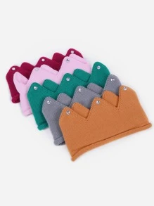 1/2/3 Piezas Corona de cristal de fiesta de cumpleaños para bebé y niños, Gorro de punto de estrella de la suerte sin ala para niños en invierno