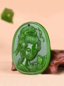 Colar com pingente de dragão do zodíaco em jade verde natural, amuleto de riqueza Feng Shui, pingente de jade vintage, adequado para casais, pode ser usado diariamente (com cordão)