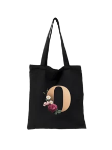 1 pieza Bolso de mano de lona con impresión de letra dorada de moda casual, bolso de hombro, bolso de compras de gran capacidad para mujeres, bolso de viaje plegable y reutilizable, regalo para vacaciones, buen regalo para compañeros de clase, amigos, damas de honor, hermanas, madres, muy adecuado para que los estudiantes vuelvan a la escuela, vacaciones de verano, vacaciones, playa, viajes, negocios, estudiantes, picnic, campamento, supermercado, uso diario