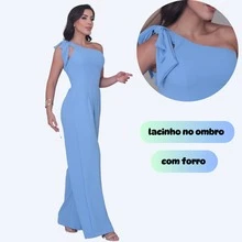 Women's Long Jumpsuit, Pantaloons With Elastic Back And Padded For All Occasions - Màu xanh nhạt - Xem 3