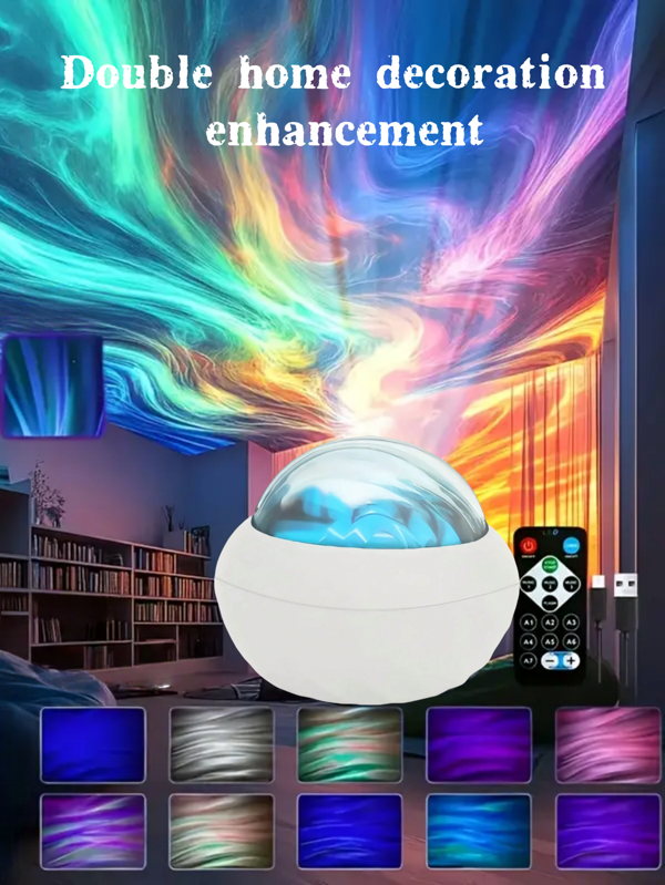 1 LED Room Light Aurora Projector - USB And Battery Powered, With Remote Control, ABS Material, Black, Suitable For Room Decoration, Game Room, Party, Christmas Decoration