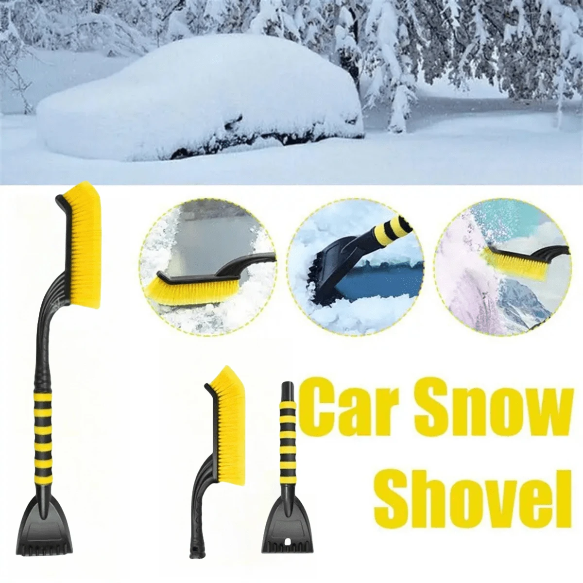 1 PC Car Snow Brush Extendable Cleaning Removal Shovel Scraper Winter Auto Brushes Windshield Deicer Remover Tool Wash Defroster - Multicolor - View 1