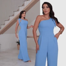 Women's Long Jumpsuit, Pantaloons With Elastic Back And Padded For All Occasions - Màu xanh nhạt - Xem 8
