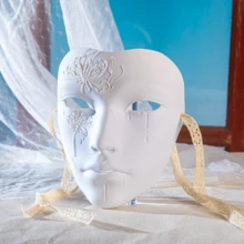 Steampunk Face Coverings Flower Pattern Masquerade Facewear Full Face Covering For Women - 白色 - 查看 2