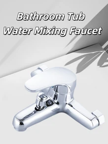 1pc Classic Bathroom Faucet - Dual Hot & Cold Water Mixer, Wall-Mounted For Sink, Shower, And Bathtub