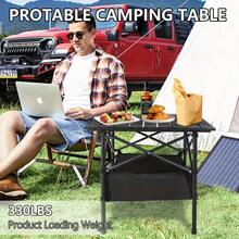 Mesa Plegable Impermeable con Bolsillo de Malla para Jardin,Camping,Viaje,Robusto Acero al Carbono - Negro - Ver 4