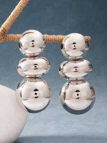 1 Pair Of Exaggerated Metallic Smooth Geometric Ear Studs/Earrings