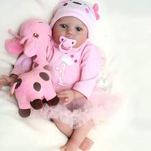 50cm Newborn Girl Doll, Realistic Handmade Art Doll Vinyl Weighted Fabric Body, High-End Painted Gift Set, Suitable For Children Aged 3 And Above,Dolls For Girls And Boys,Collectible Art Doll, Christmas/Birthday/Thanksgiving Gift - 混合色 - 查看 4