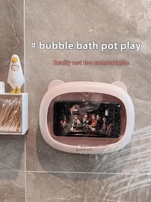 [Caja impermeable para teléfono móvil de 4-7 pulgadas] Caja impermeable para teléfono móvil con diseño de dibujos animados para el baño, soporte adhesivo para teléfono móvil, accesorio para ver la televisión en el baño, compatible con teléfonos y Android de 4 a 7 pulgadas, regalo de cumpleaños, familia y amigos, soporte para teléfono móvil para el baño y la cocina en verano, accesorios para teléfono
