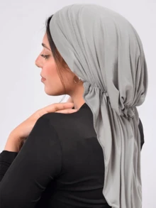 1pc New Solid Color Wide Brim Headscarf Hat Women Hat For Dress - A - View 17