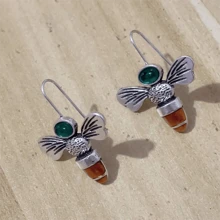 1 Paar boho-Stil süße Bienen Anhänger Ohrringe mit Kunstedelsteinen, modische Hochzeitsparty Ohrringe als Geschenk für Frauen