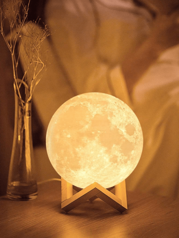 1pc 3D Print Moon Lamp, White/Warm Light LED Night Light, DIY Doodle Desk Decor, Bedroom Decoration, Birthday Gift