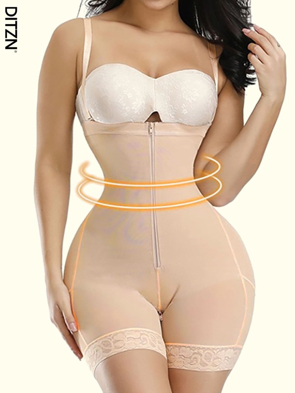 DITZN The New Abdominal Shapewear Outer Zipper Inner Row Of Buttons Waist Lifting Buttocks Straps Body Shaping Pants