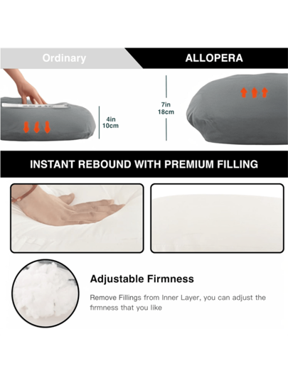 Pregnancy Pillow, Full Body Maternity Kussen Removable Washable Pillowcase Supports Legs, Back, Neck, Shoulders, Hips, Abdomen, Pregnant Women, Zwart Fluwelen Hoes view 5