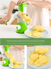 Outdoor Multi-Function Cheese Grater, Vegetable Slicer And Fruit Slicer - Manual Bean And Vegetable Grater, Desktop Drum Grater - Convenient For Outdoor Camping And Picnic Use