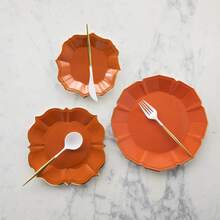 10/30/50 Stücke Pack 7" 9" 10" gemischte und passende Einweg-Pappteller, elegante orange Pappteller, Einweg-Teller für Eid, Erntedankfest, Halloween, Ernte, Ostern, Hochzeit und Geburtstag