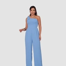 Women's Long Jumpsuit, Pantaloons With Elastic Back And Padded For All Occasions - Màu xanh nhạt - Xem 6
