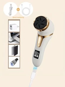 Rechargeable Electric Callus Remover (With Dust Collector), Professional Foot Care Set, Dead Skin Remover With 3 Replacement Heads And 2 Speed Settings, LCD Display Foot Massager (1500mAh Battery Capacity) - White - View 11