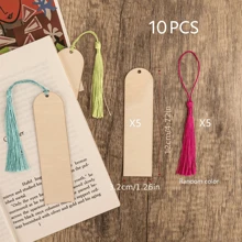 30pcs Blank Wood Bookmarks, DIY Painting Wooden Crafts Bookmarks, Wooden Pendants Rectangular With Round Corners (15 Bookmarks + 15 Tassels), Random Color Tassels, Suitable For Holiday Cards, Wooden Tags, DIY Painting, Back To School