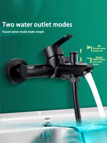 1pc Stainless Steel Mixer Tap Hot And Cold Water Faucet For Bathroom Dual Shower Head Bathtub Three-Way Combination In Black Or Brushed With Accessories