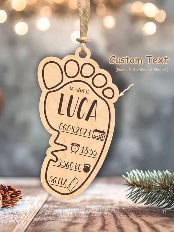 1pc Laser Cut Baby Name Sign – Custom Newborn Nursery Decor & Gender Reveal Photo Prop With Name/Birthdate, Baby Name Reveal, Personalized Baby Shower Gift, Baby Name With Birth Stats, Birth Announcement Keepsake, Christening Present, 1st Birthday Party Decoration – Unique Wooden Wall Art For Parents, Hospital Footprint Sign