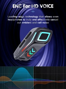 GENAI Wireless Earphones . Motorcycle Helmet Companion . Hands-Free Communication With HiFi Audio, LED Safety Lights, Waterproof, And Noise Reduction For Clear Riding Experience