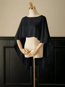 1 件女士黑/白披肩，夏季轻质雪纺披肩，适合新娘/伴娘、婚礼、派对、角色扮演、舞台表演、旅行照片、时尚配饰，与夏装搭配，无袖上衣秋季女士服装 - 彩色 - 查看 6
