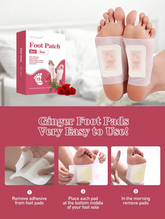 10 Stücke Premium Natürliche Bambus Fußpolster, 2 IN 1 ROSE/MINZE Natürlich Reinigend und Schlaffördernd, Geeignet für tägliche Fuß-Entspannung Pflaster, Einschließlich 10 Klebebögen und 10 Fußpolster