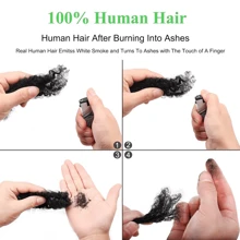 BingShang Extensiones de cabello humano Remy afro rizado y rizado, 100 % cabello humano que aporta volumen y longitud, extensiones de crochet para trenzas y rastas, 1 pieza de 25 cm, color negro n.° 27, n.° 4, n.° 99j, n.° 33, peinados protectores, peinado texturizado, cabello de alta calidad.