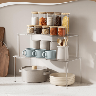 1pc Acrylic Countertop Spice Rack, Cabinet Organizer For Kitchen Storage And Organization, Stackable And Expandable