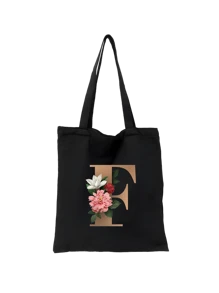 1 pieza Bolso de mano de lona con impresión de letra dorada de moda casual, bolso de hombro, bolso de compras de gran capacidad para mujeres, bolso de viaje plegable y reutilizable, regalo para vacaciones, buen regalo para compañeros de clase, amigos, damas de honor, hermanas, madres, muy adecuado para que los estudiantes vuelvan a la escuela, vacaciones de verano, vacaciones, playa, viajes, negocios, estudiantes, picnic, campamento, supermercado, uso diario