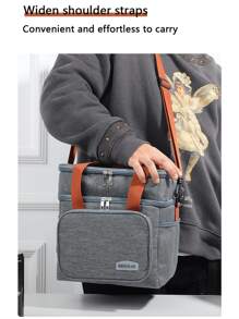 Outdoor Picnic Insulated Dual Layer Thick Portable Lunch Bag, Handheld & Shoulder Strap, Cooler Bag